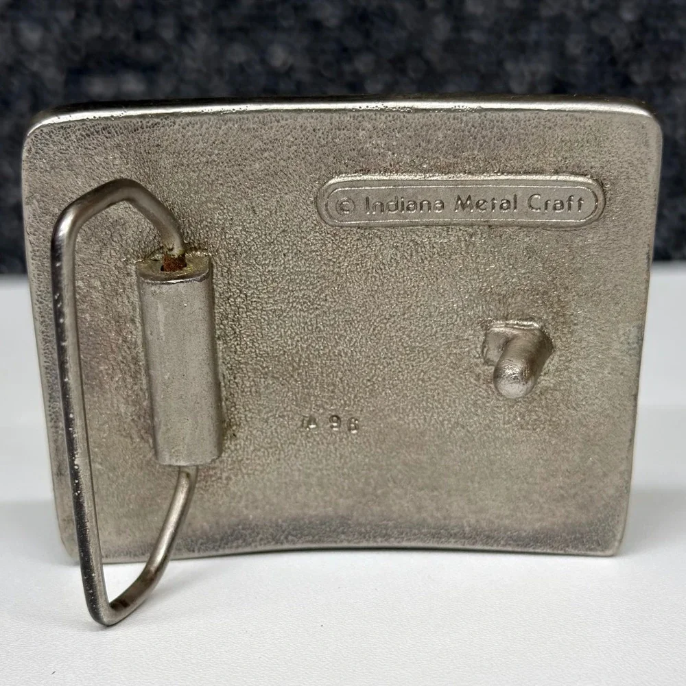Indiana Metal Craft Vintage‎ 1996 Mountain Lake Enamel Belt Buckle Pewter Tone